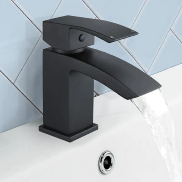 Nes Home Arke Luxury Black Matt Bathroom Basin Sink Mono Mixer Single Lever Modern Tap Black unisex