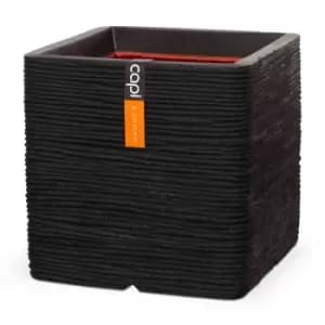 Capi Europe Square Planter Rib NL 30x30x30 -Black