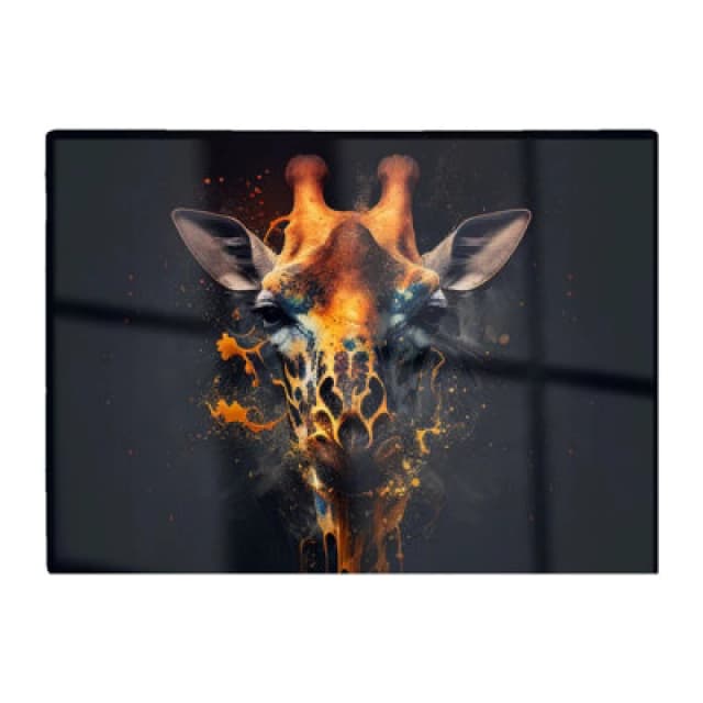 Warren Reed Designer Golden Giraffe Face Splashart Glass Chopping Board
