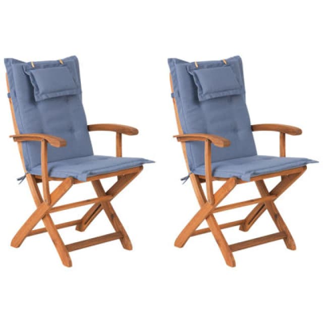 Beliani Garden Chair Maui Acacia Wood Blue