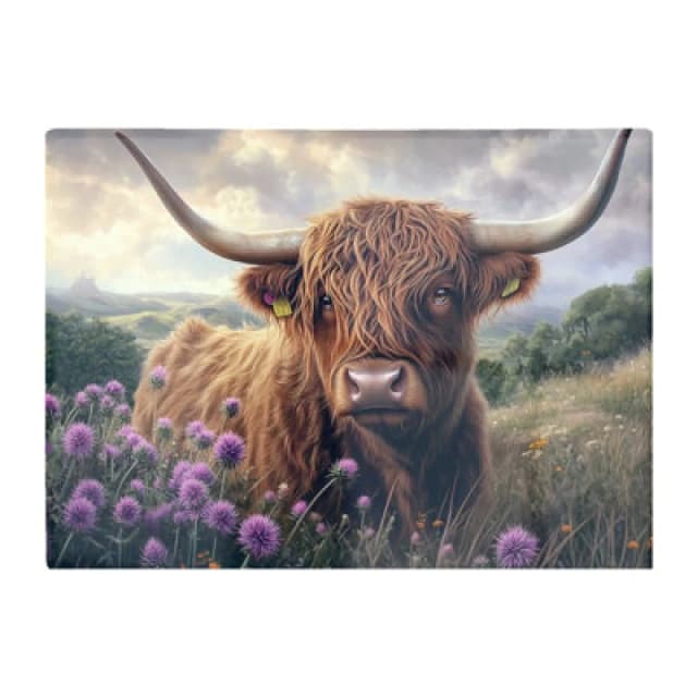 Warren Reed Designer Scottish Thistle And Highland Cow Chopping Board