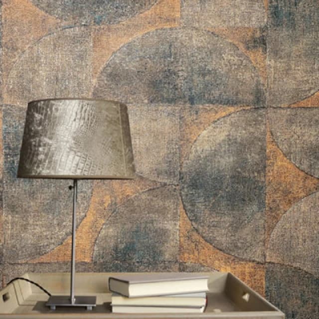 Galerie The New Design Book Orange Brown Black Rustic Circle Textured Wallpaper
