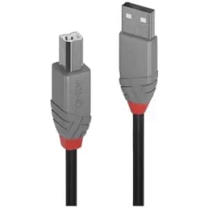 LINDY USB cable USB 2.0 USB-A plug, USB-B plug 0.2 m Black, Grey 36670
