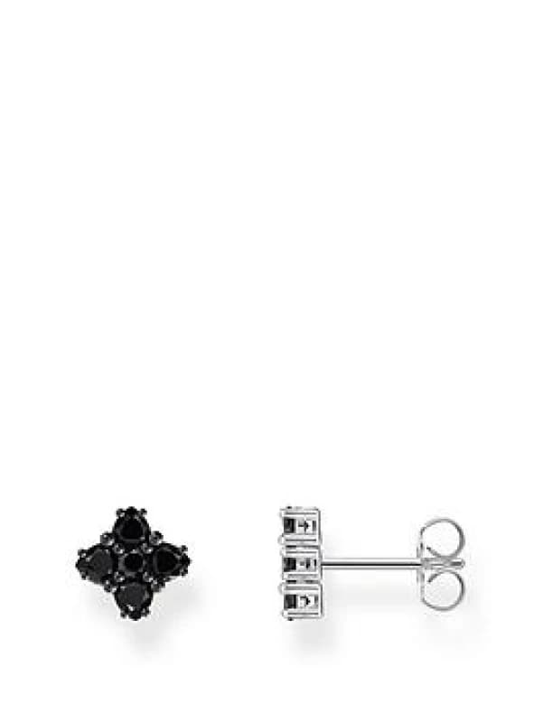 THOMAS SABO Silver Black Zirconia Floral Stud Earrings