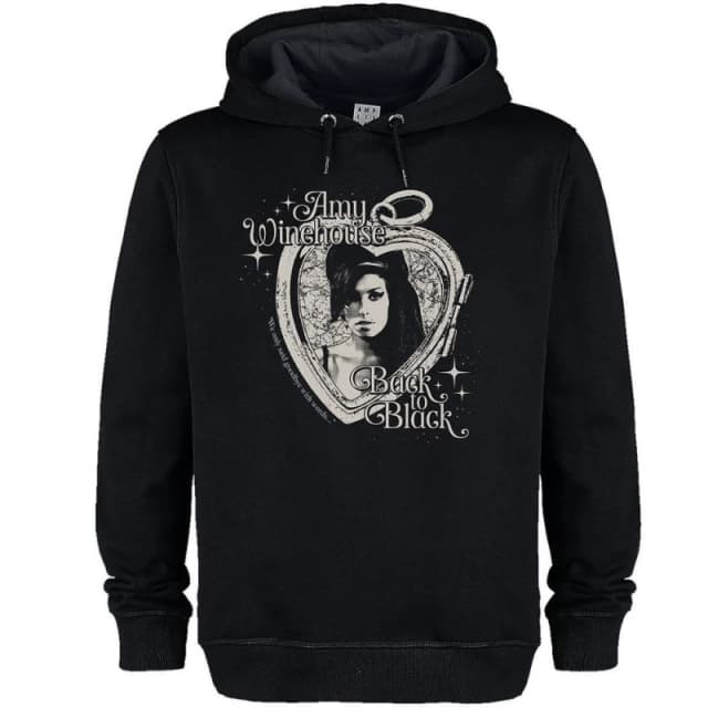 Amy Winehouse Mens Heart Frame Hoodie in Black Size: XS Black Male XS