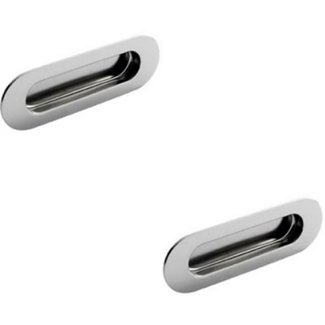 Loops 2x Low Profile Recessed Flush Pull 120 x 41mm 13mm Depth Bright Stainless Steel Metallics unisex