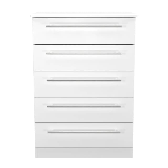 Ready Assembled 2 U Carlton 5 Drawer Chest (Ready Assembled) in White Size: Large White Unisex Large