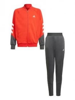Adidas Boys Junior Xfg Tracksuit - Red/Grey