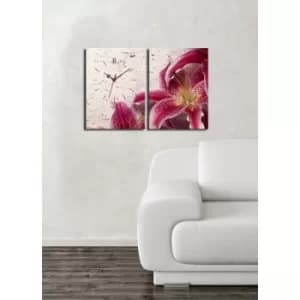 2P3040CS-71 Multicolor Decorative Canvas Wall Clock (2 Pieces)