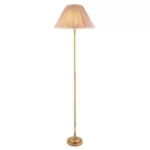 Fitzroy 1 Light Floor Lamp Brass with Beige Shade, B22