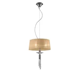 Tiffany Pendant 3+1 Light E27+G9, Polished Chrome With Soft Bronze Shade & Clear Crystal