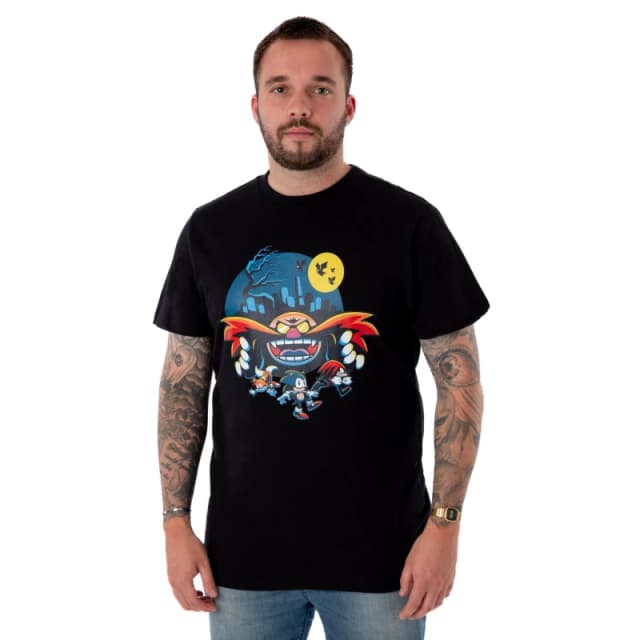Sonic the Hedgehog Sonic the Hedgehog Men Short Sleeved T-Shirt in Black Size: large Black L Male 5063203028368