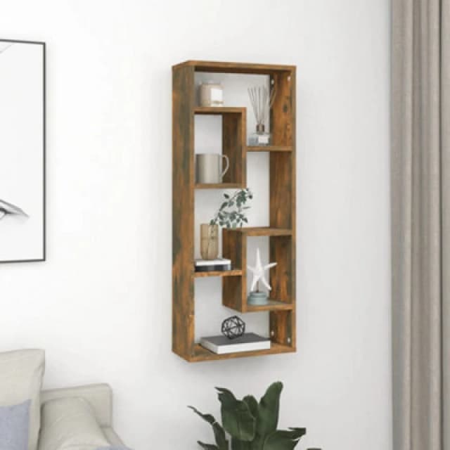 Vidaxl Wall Shelf Smoked Oak 36X16X90 Cm Engineered Wood, Brown 815846