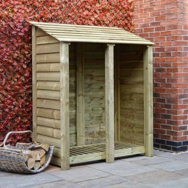 Rutland County Garden Furniture Ltd Cottesmore 6ft Log Store & Kindling Shelf L80 x W150 x H181cm, Green Green Unisex