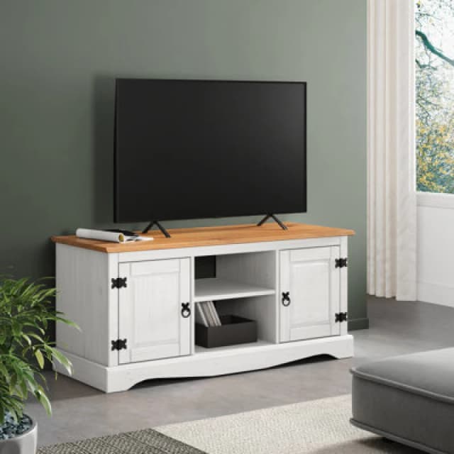 MERCERS FURNITURE Mercers Furniture - Corona White 2 Door Media tv Entertainment Unit WHTWAX105