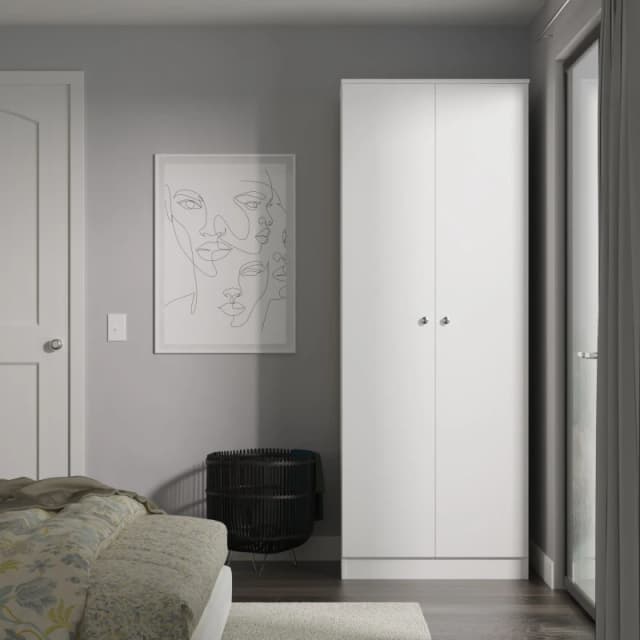 Welcome Furniture Ready Assembled Yarmouth Tall Plain Wardrobe In White & White YAR080WGW