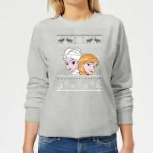 Disney Frozen Elsa and Anna Womens Christmas Sweatshirt - Grey - 3XL