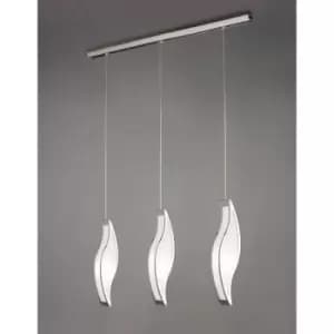 Sintesys pendant lamp 3 Drop E27 3 Bulbs E27 Bar, polished chrome / arylic white