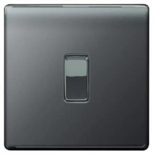 Wickes 10A Light Switch 1 Gang 2 Way Black Nickel Screwless Flat Plate