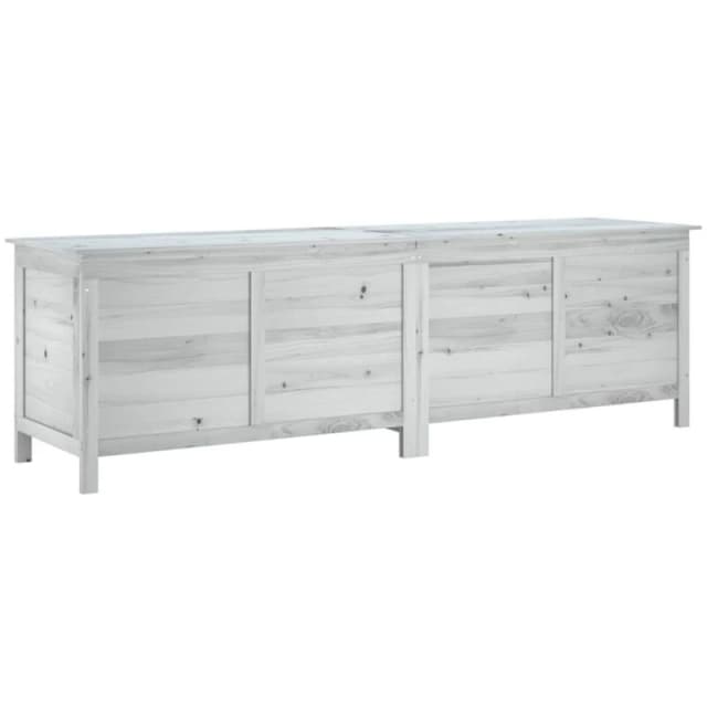 vidaXL Garden Storage Box White 198.5x50x56.5cm Solid Wood Fir, White 364761