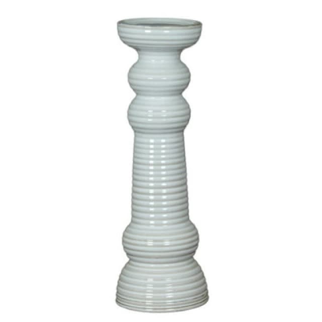 Hill Interiors Sile Large Pillar Candle Holder - Ceramic - L12 X W12 X H38cm - White