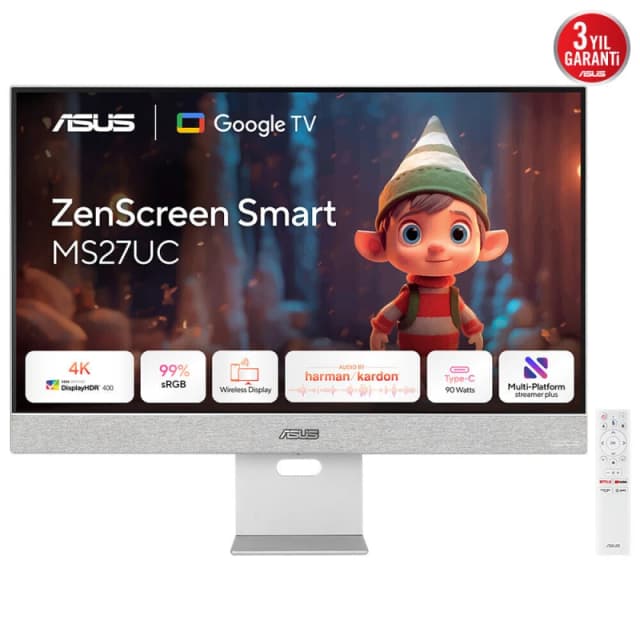 Asus ASUS ZenScreen Smart Monitor MS27UC computer monitor 68.6cm (27") 3840 x 2160 pixels 4K Ultra HD LCD Grey 90LM0A3H-B01O70