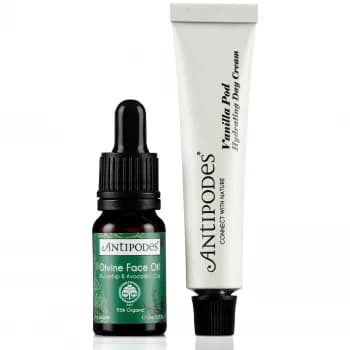 Antipodes Moisture Boost MINIs (Divine Face Oil Avocado Oil & Rosehip 10ml Vanilla Pod Hydrating Day Cream 15ml)