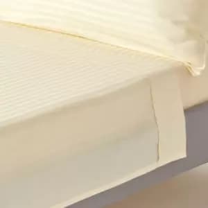Pastel Yellow Egyptian Cotton Satin Stripe Flat Sheet 330 Thread Count, King - Pastel Yellow - Pastel Yellow - Homescapes
