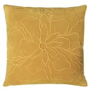Angeles Floral Velvet Cushion Ochre