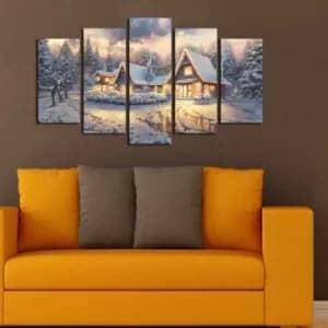 5PMDFNOEL-1 Multicolor Decorative MDF Painting (5 Pieces)