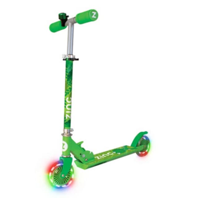 Hy-Pro Zinc Dino Folding Two Wheeled Scooter With Light Up Wheels