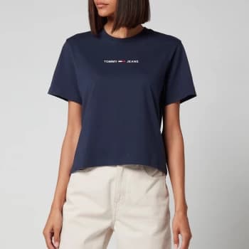 Tommy Jeans Womens Linear Logo T-Shirt - Twilight Navy - S