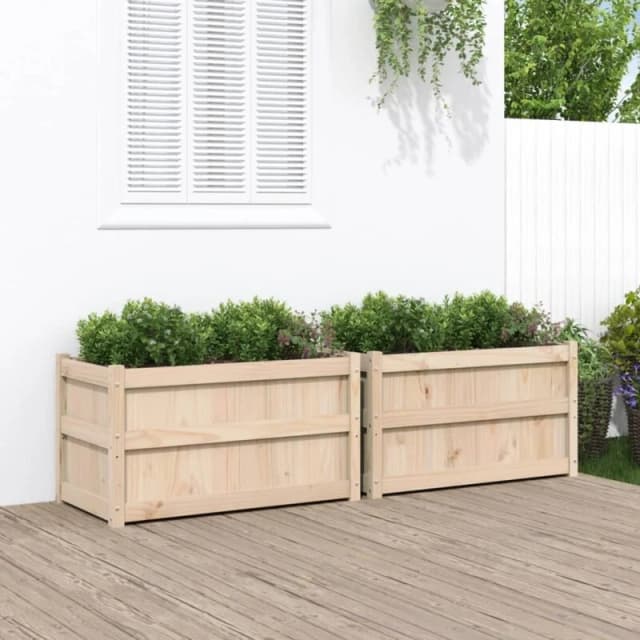 vidaXL Garden Planters 2 pcs Solid Wood Pine, Brown 837460