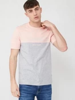 Calvin Klein Jeans Colourblock Logo Short Sleeve T-Shirt - Nude/Grey