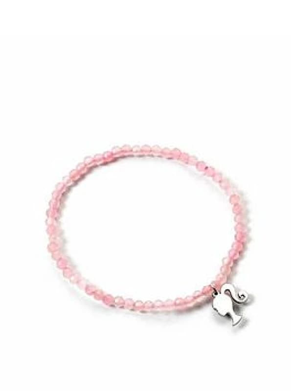 Sterling Silver Silhouette Charm Rose Quartz Bead Bracelet BMSB0018