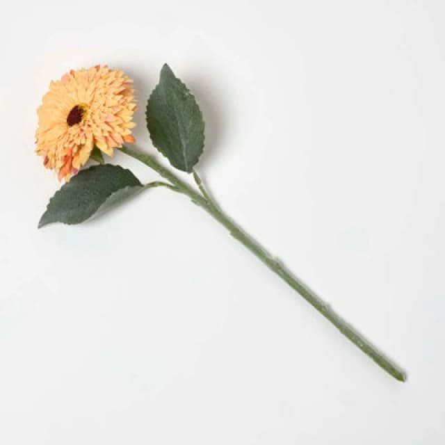 Homescapes Artificial Yellow Handcrafted Gerbera Flower Stem, 44 Cm