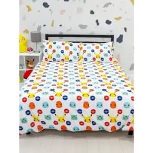 Pokemon Badge Duvet Cover Set (Single) (Blue/White/Yellow) - Blue/White/Yellow