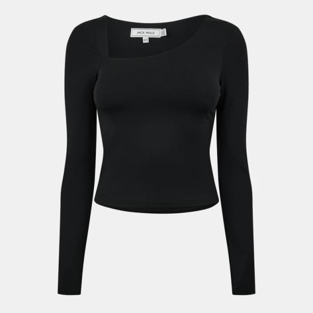 Jack Wills Slash Long Sleeve Top Womens - Black 6