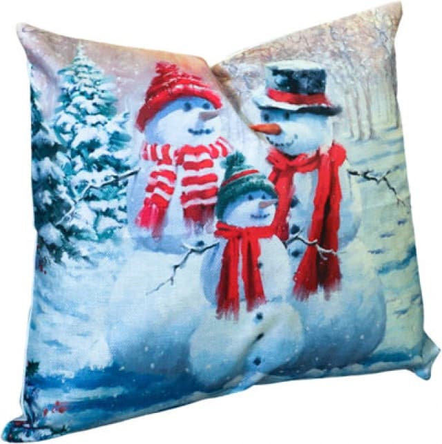 Netagon Snowman Family Design Christmas Themed Cushion 45X45CM in White Size: 45X45cm White Unisex 45X45 cm