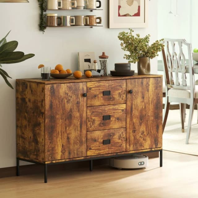 HOMCOM Modern Sideboard, Storage Cabinet, Accent Cupboard Rustic Brown, Brown 835-543V00RB
