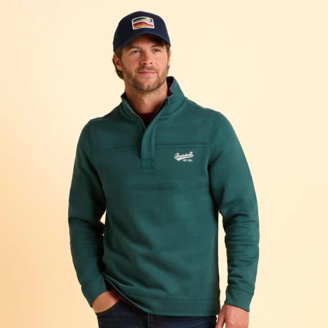 Brakeburn Brakeburn Men Southbourne Quarter Zip Sweatshirt in Green Size: 2X-large Green XXL Male 5052414968235