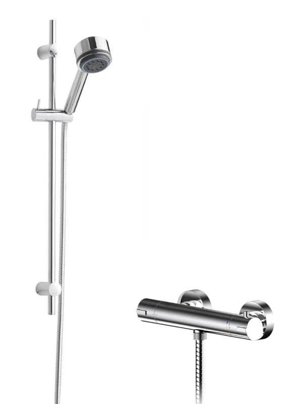 Balterley Current Round Bar Valve Linear Slide Rail Kit Shower Set Chrome Silver