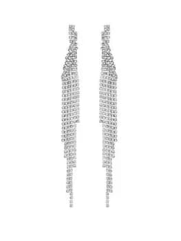Lipsy Silver Crystal Diamante Twist Long Drop Earrings