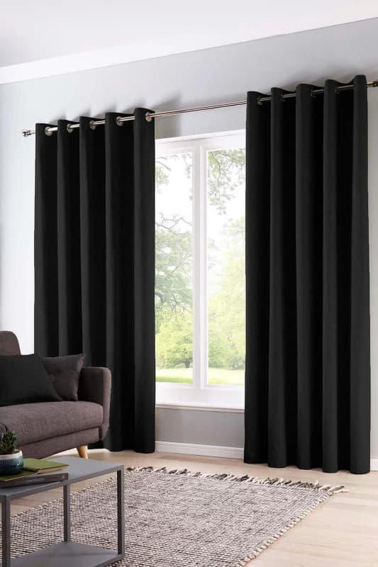 Fusion Sorbonne Thermal Lined Eyelet Curtains in Black 9