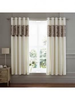 Catherine Lansfield Lattice Cut Velvet Eyelet Curtains