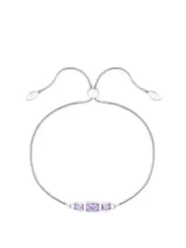 Simply Silver Sterling Silver 925 Emerald Purple Cut Cubic Zirconia Station Bracelet