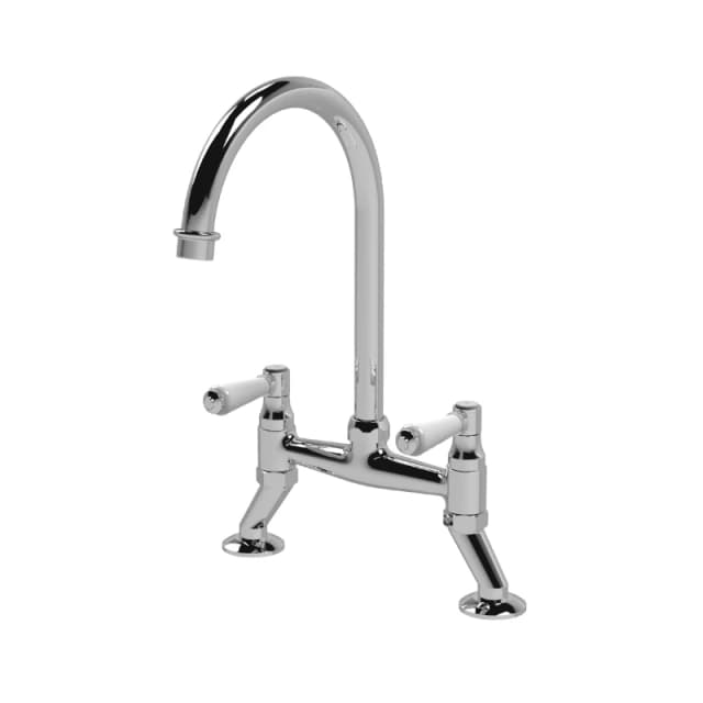 Balterley Traditional Bridge Mixer Kitchen Tap with Lever Handles Chrome Silver