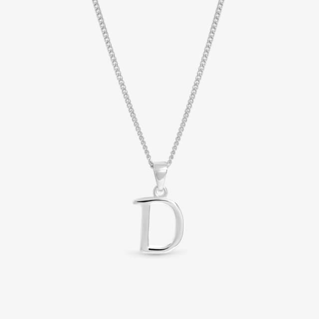 Simply Silver Womens Sterling Silver 925 Initial Pendant - D Silver Female One Size