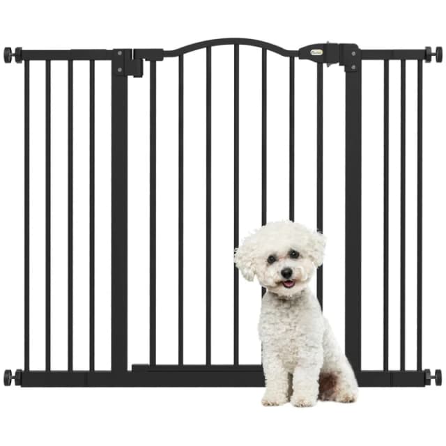 PawHut 74-100cm Adjustable Metal Pet Gate - Black D06-094V07BK