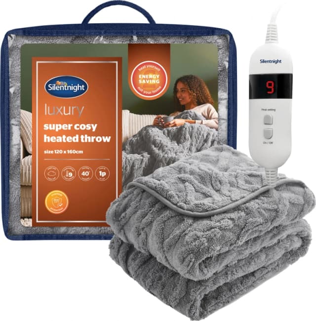 Silentnight Luxury Super Cosy Heated Throw - Grey